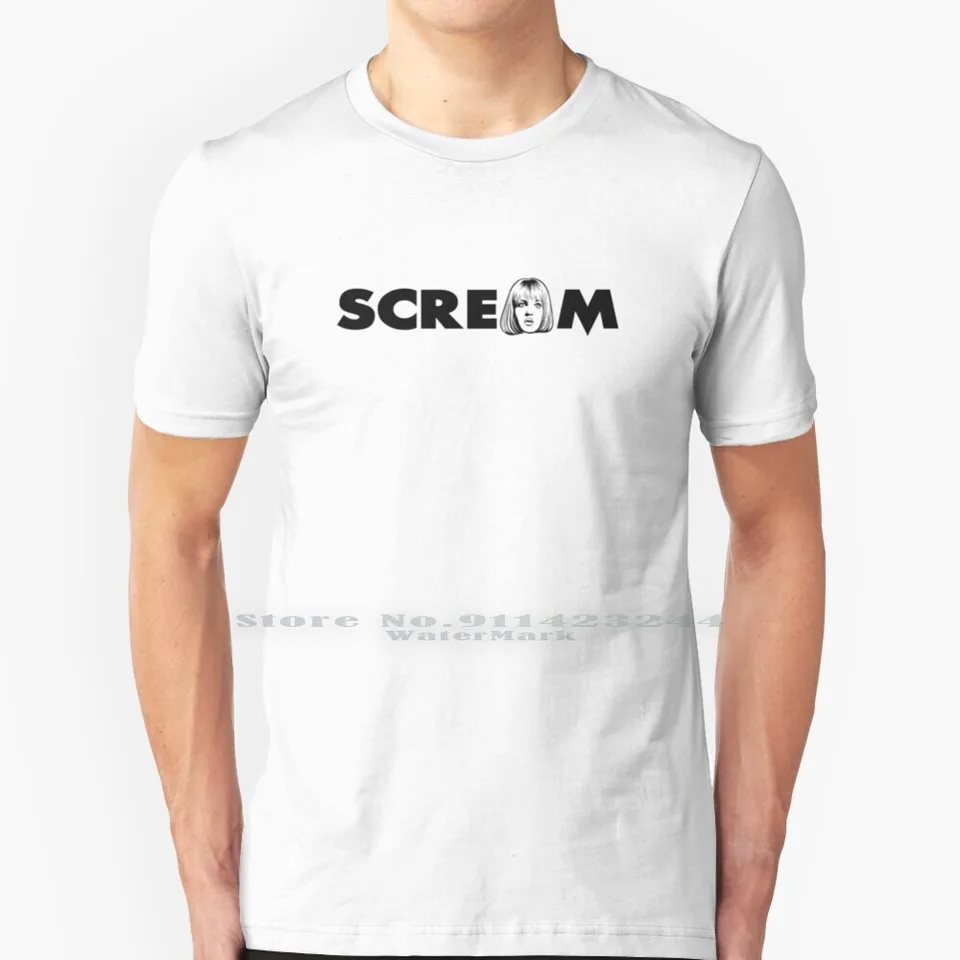 Scream Film Black 100% bavlnená tričko Drew Barrymore Casey Becker Film Halloween Wes Craven Neve Campbell Killer Sidney 1996