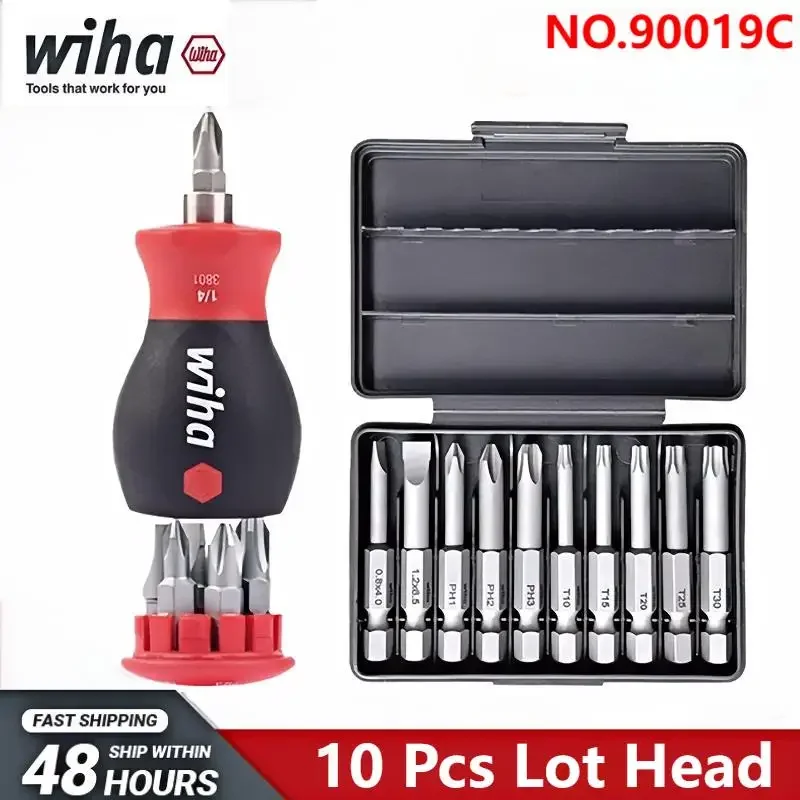 Screwdriver časopisu Wiha a vymeniteľná skrutkovacia súprava s štrbinovanými Phillips Torx Bits Short Driem Screwdriver č. 90019C