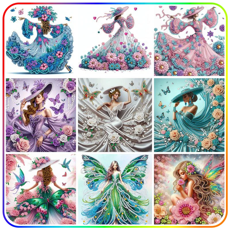 Sdoyuno-5d DIY Diamond Painting špeciálny tvar Angel Girls Večerné šaty krížové stehy súprav