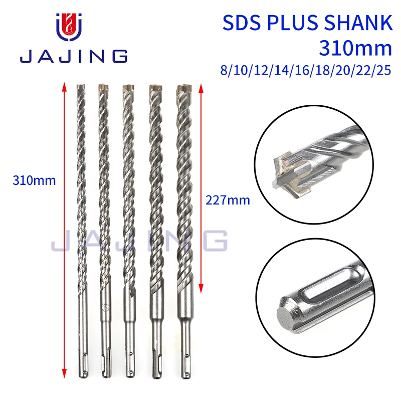 SDS plus 310 mm elektrické kladivo vŕtačky vŕtačka volfrámový karbid krížový hrot pre murivo betónové kamenné kamenné vŕtacie diery píly