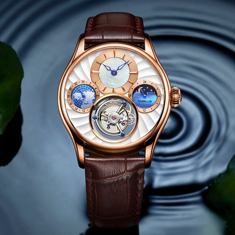 SEAKOSS SELETON HUOW Muž Tourbillon Mechanical Pánske luxusné hodinky WRISWATCH SAPPHIRE Vodotesné hodiny Podporujú dropshipping
