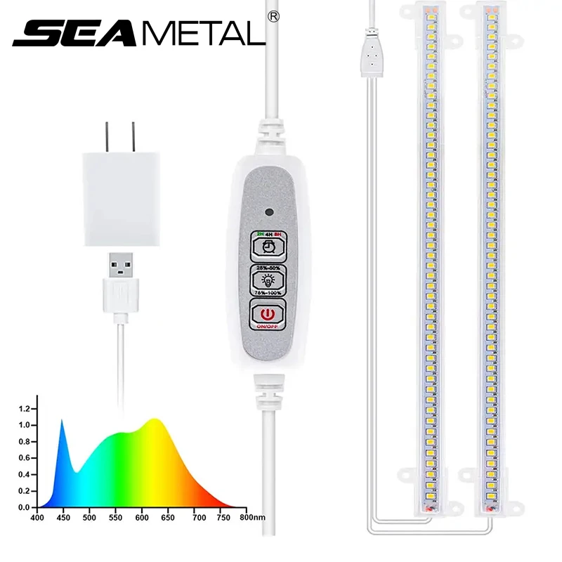 SeamEtal 2 v 1 vnútorné LED LED svetlo Full spektrum hydroponika rastúce rastlinné lampy USB časovač fyto lampa Dommaovateľné LED LED fytoamps