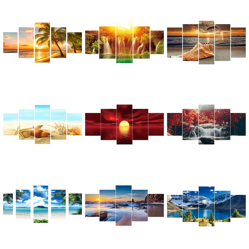Seaside Sunset Diamond Painting DIY 5D Päť kusov Plne okrúhle vŕtačka Krajina Diamond Painting Kit