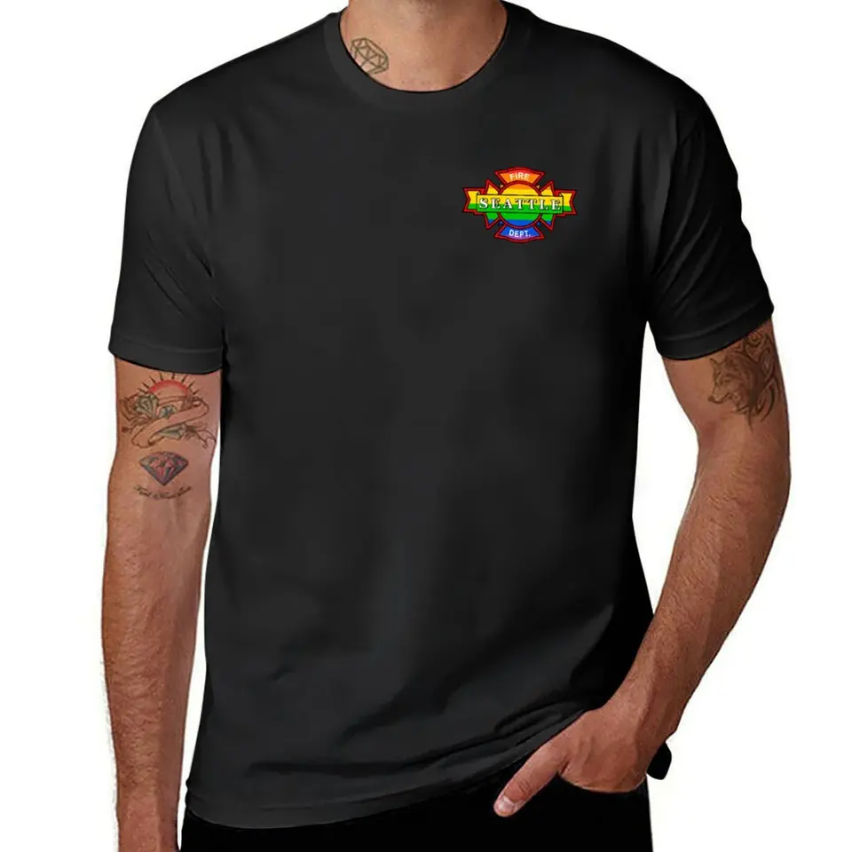 Seattle Fire Rainbow (malé logo) Tričko Sublime Blacks Anime Clothes Fruit of the Loom pánske tričká