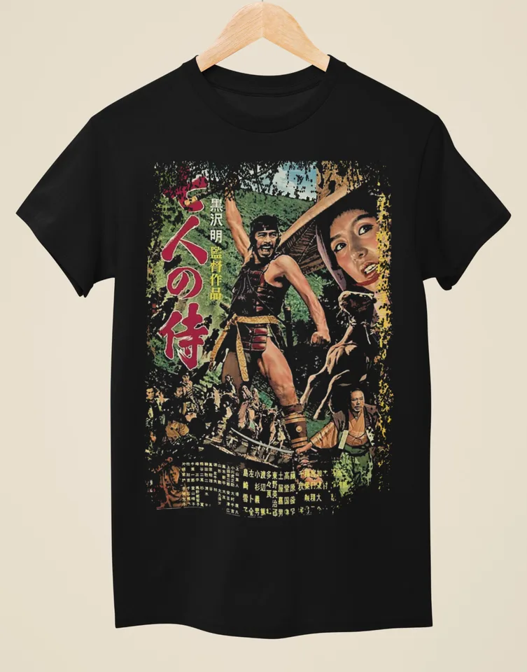 Sedem samuraj - japonský filmový plagát inšpirovaný unisex čiernym tričkom