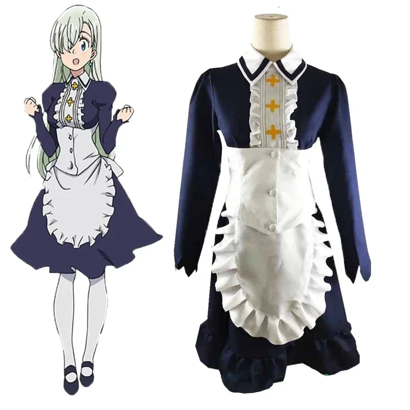Sedem smrteľných hriechov anime cosplay kostým zmŕtvychvstvá prikázania Elizabeth Liones Maid Halloween Cosplay kostým plná sada
