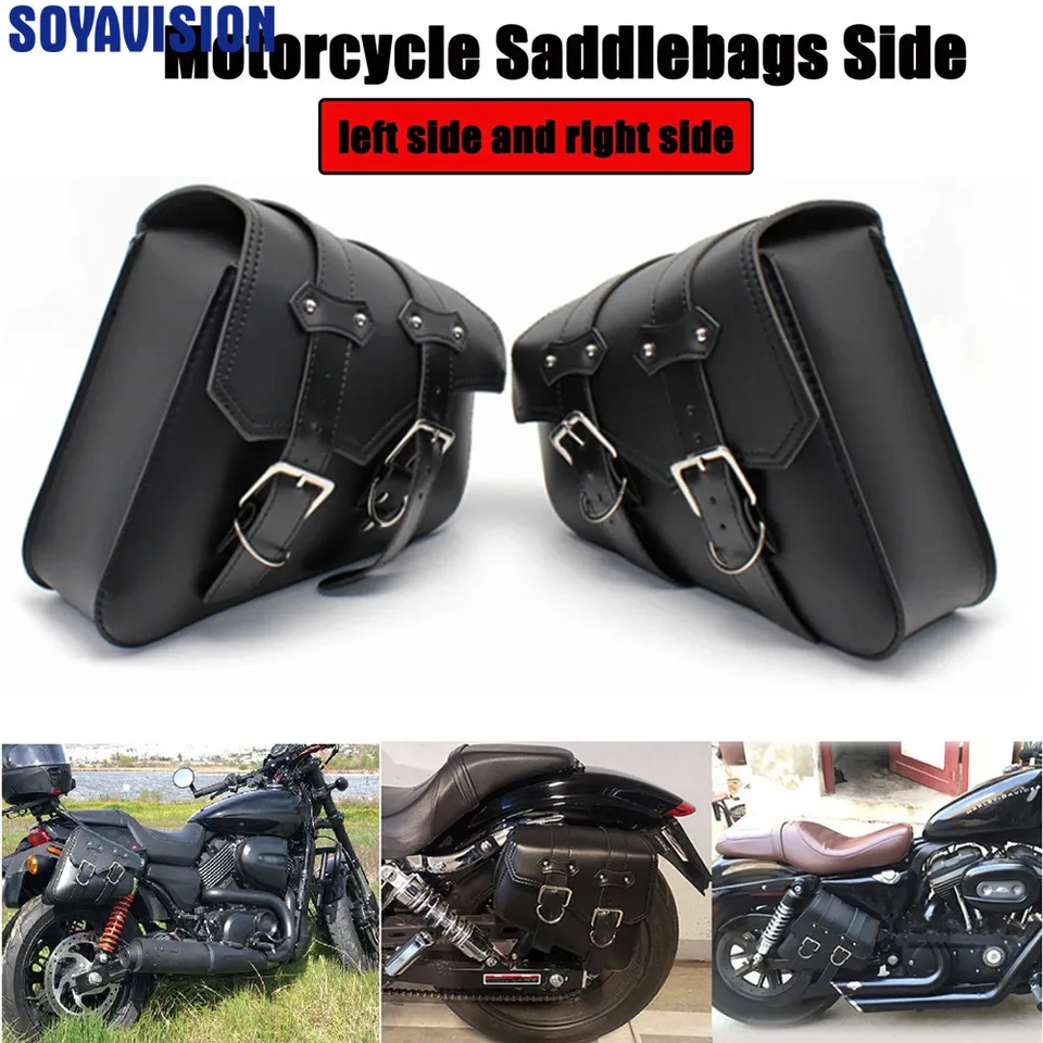 Sedlové tašky na bočné motocykle Pu kožené hojdacie ramená náradia pre Sportster XL883 1200 Honda Suzuki Universal Storage Saddlebags