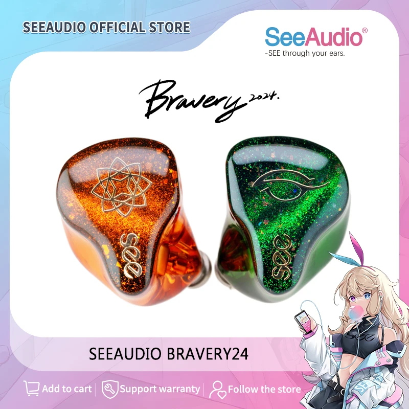 Seeaudio Bravery24 4 Vyvážená armatúra Hifi in-uší slúchadlá IEM s 3 v 1 odnímateľnej náhlavnej súprave Bravery 24