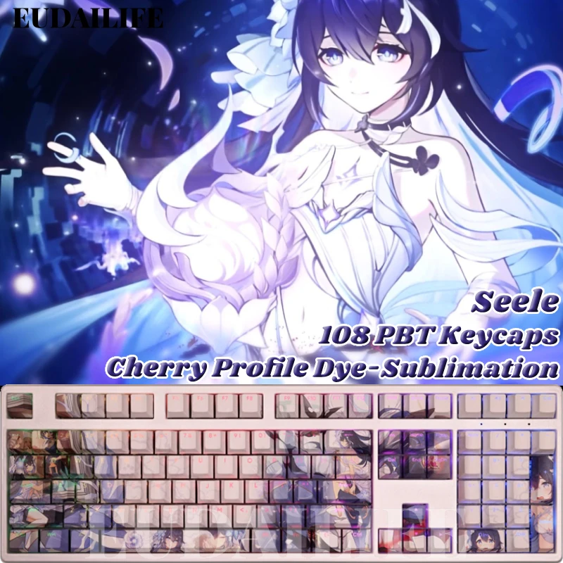 Seele 108 Keycap Herrscher Honkai Impact PBT Dye Sublimation Light Light Lighting Cover Switch Key pre mechanickú klávesnicu