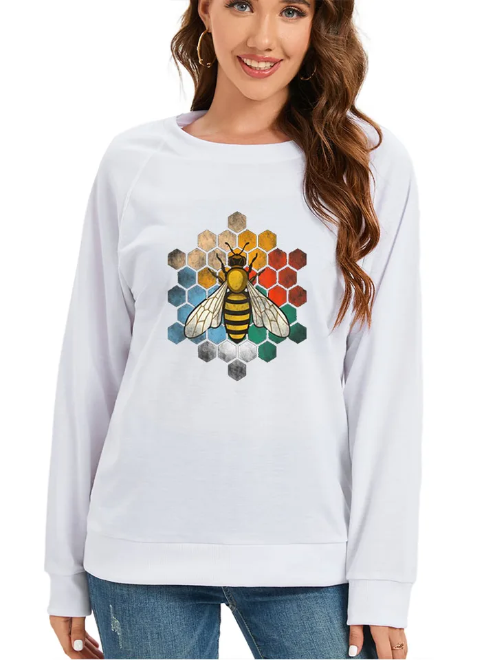 Seeyoushy Bee Print 2023 Crewneck Dámska najlepšia estetická dámska odevná zábava zábava Dámska kapucňa Hoodie Streetwear Harajuku
