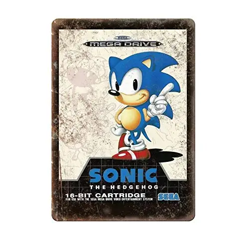 SEGA 16-bit mega hnací cínový znak kovový znak plechovky 7,8 x 11,8 palca
