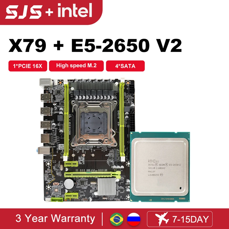 Sejishi x79 Základná doska x79 s XEON Intel E5 2650 V2 LGA 2011 Podpora DDR3 RAM MAME COMBO MOBO KIT SET PLACA Mãe NVME pre PC