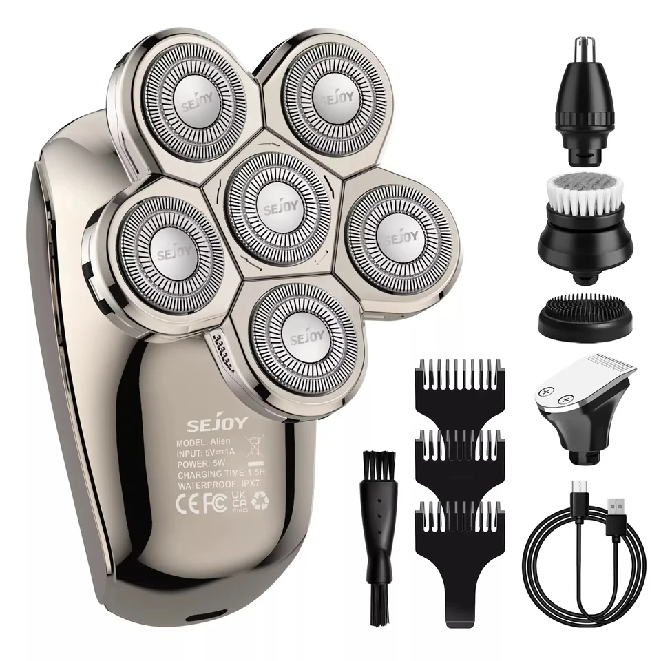 Sejoy Electric Hover Hair Clipper 5in1 brada Trimmer plešatý holiaci strojček mokrý a suchý