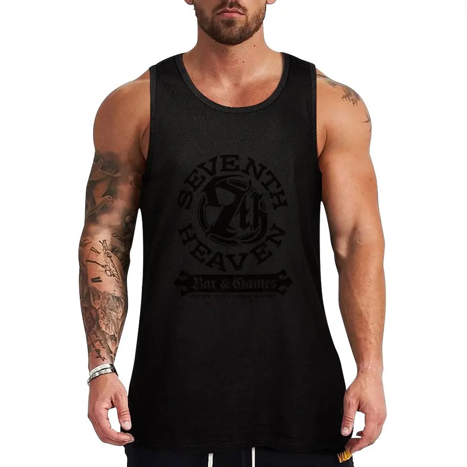 Sektor 7? Siedmy nebeský bar (čierny) Tank Top vesta Športové oblečenie pre mužov bez rukávov Muži kulturistiky Men oblečenie