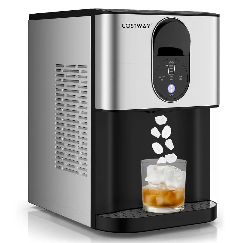 Self-Disping Ice Maker Pulttop, 56 libier/24h mäkký žuvateľný ľad, Pebble Ice Maker s samočistiackou operáciou s jedným tlačidlom