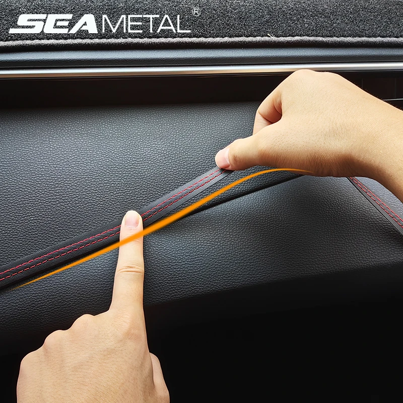 SEMETAL Auto Interiér dekoratívny pás Diy BRID Self Adhesive Interiér lišta PU kožená medzera výplň automobilu TREST TRISLE