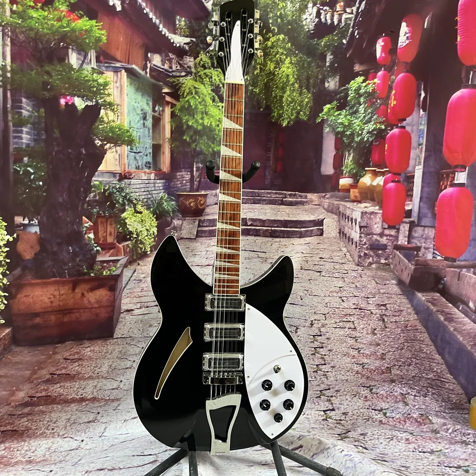 Semi-Hollow Rickenbacker Electric Guitar 12 Strings 3 Pickup Chrome Hardware