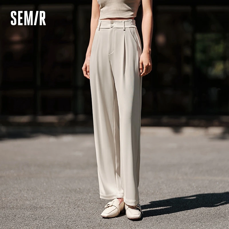 SEMIR Casual Trousers Ženy pevné farebné zahalené širokopásmové nohavice dochádzajúce do Doty