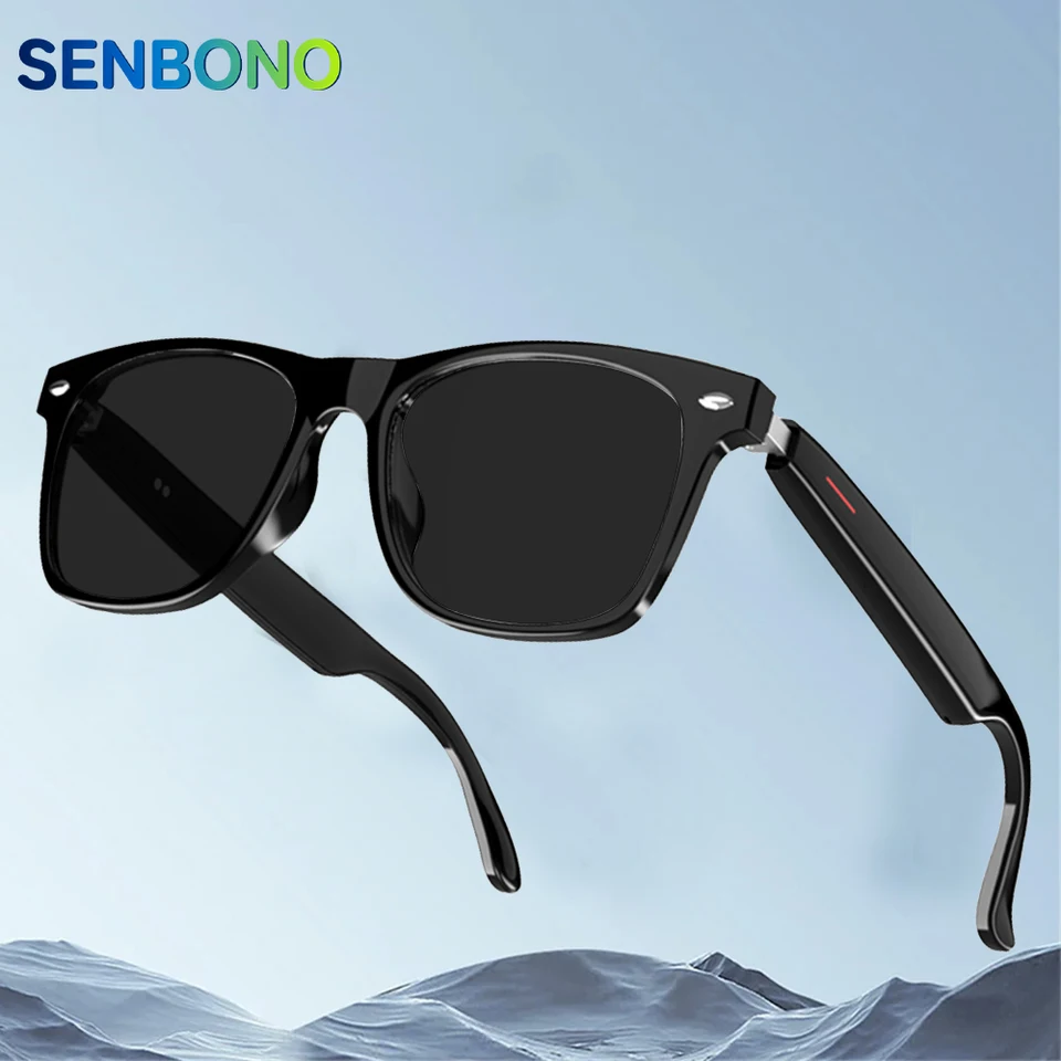 Senbono Smart Glasses Wireless Bluetooth Hands-free Hudobné slúchadlá s mikrofónovým pohybom okuliarov bezdrôtového stereo