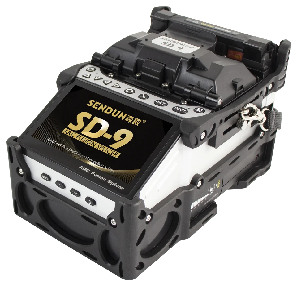 Sendun SD-9 Fusion Splicer Machine 6 Motory Arc Optický zváračský zostrihový stroj VFL OPM Touch Screen Tool Case