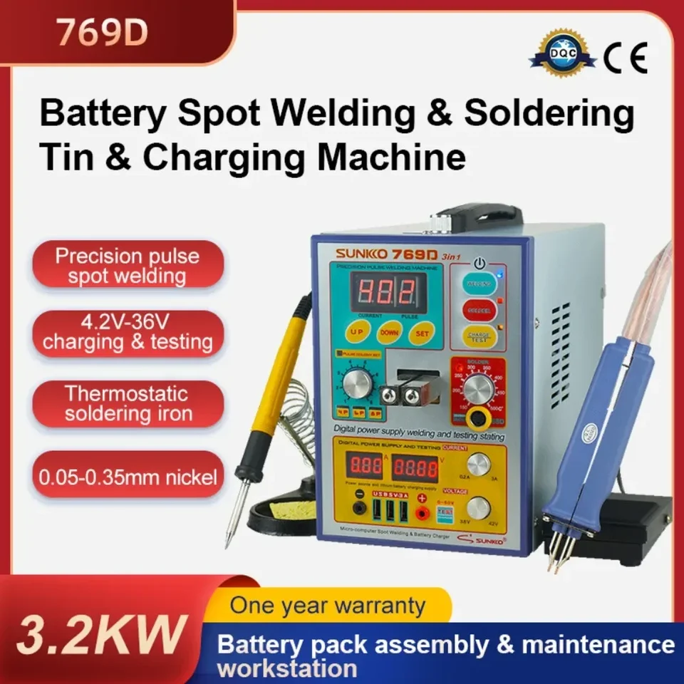 SENKKO 769D 220V/110V 18650 BATÉRA SPOT Zváračský stroj 3,2 kW Automatické zváranie pulzov 18650