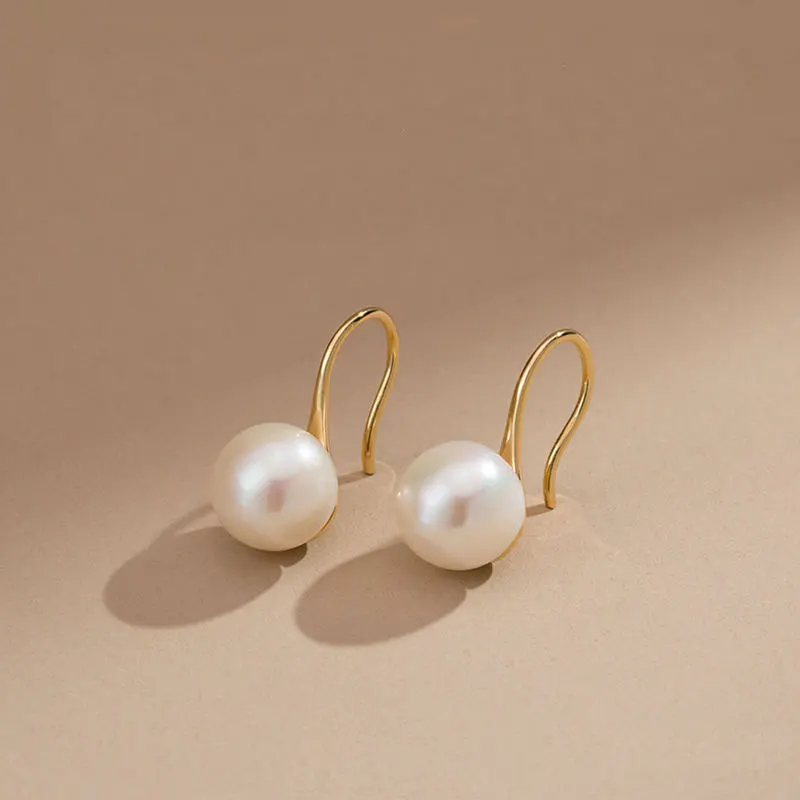 Senlissi-New Fashion Wholesale 8-12 mm sladkovodná biela perla a 925 Sterling Silver Stud 18 K náušnice pre ženy Darčeky šperkov