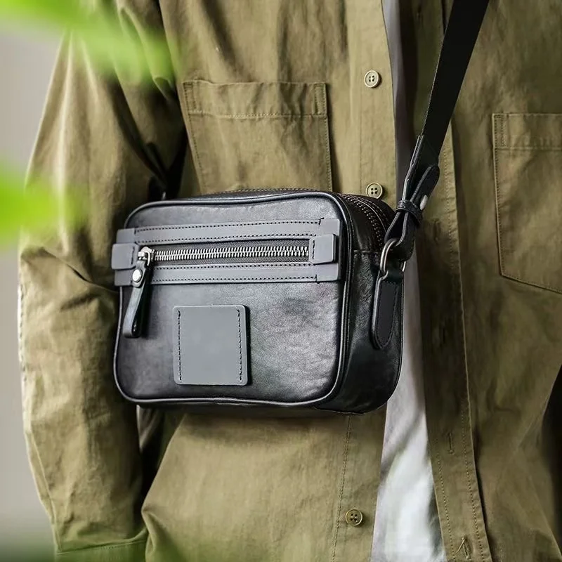 Senofan Messenger Bag Muž Originálna kožená kožená značka Cowhide Designer Cestovná kamera taška mužských praku križovatka Klapka na kabelku
