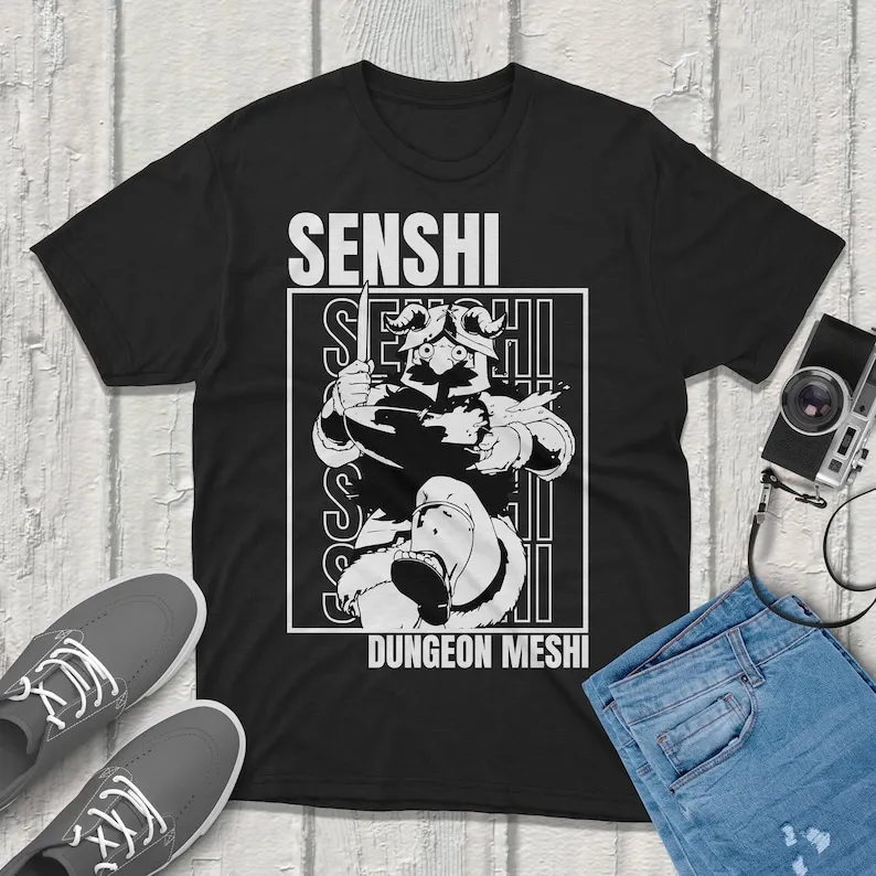 Senshi Dungeon Meshi Delicious v Dungeon Tshirt Anime Graphic Tee jedinečný dizajn Ideálny pre hráčov a anime fanúšikov