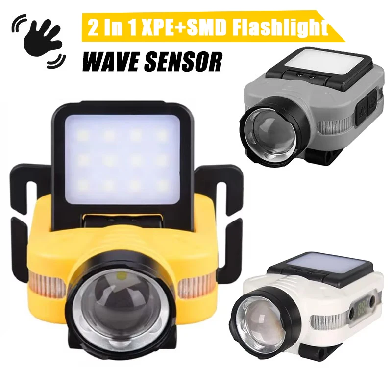 Senzor LED baterky Displej batérie Nabíjateľná horák s klipom pero COB Svietidlo svetlomet Outdoor Camping Rymfing Lucerna