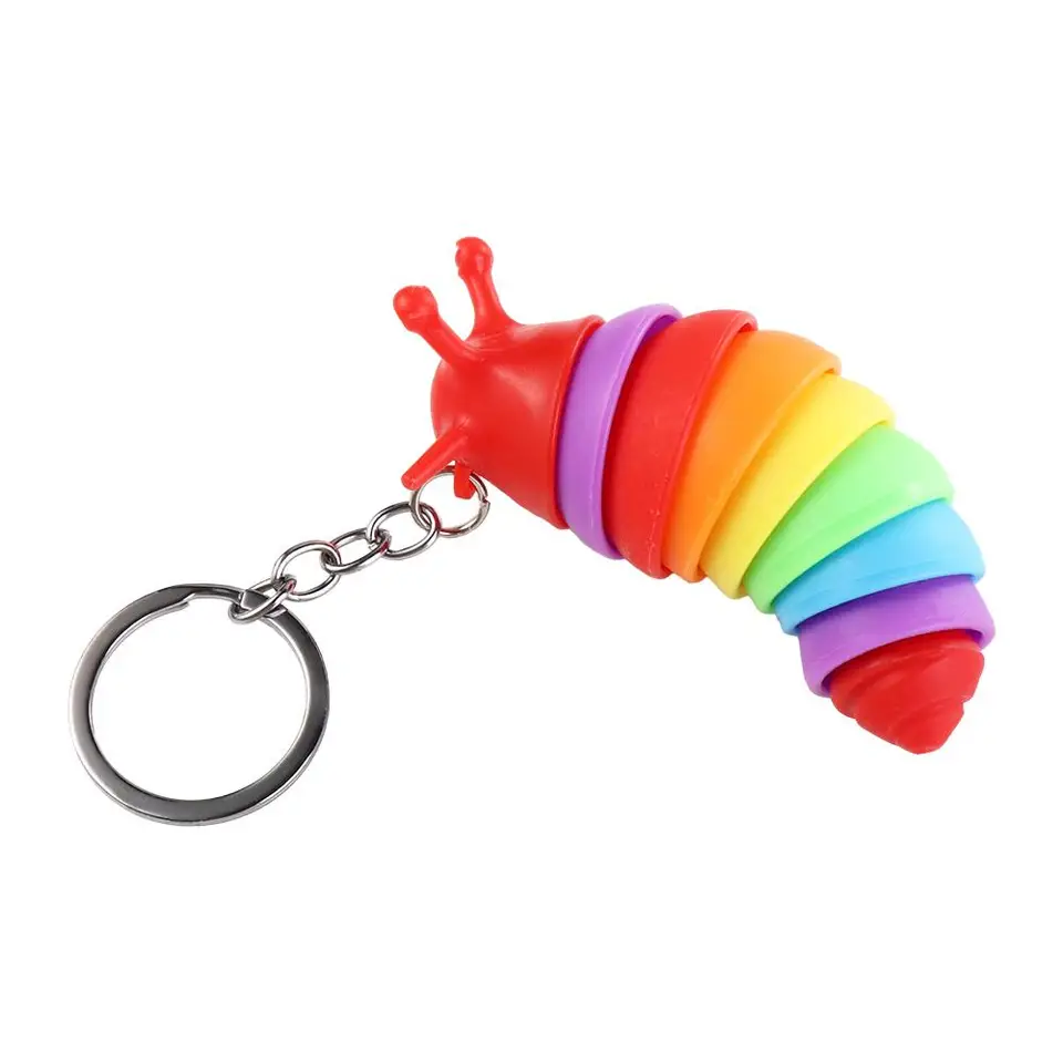 Senzorické hračky Vence Caterpillar Toy Keychain kľúča reťazca slimáka slimák Caterpillar Caterpillar Keyring Caterpillar Keychain