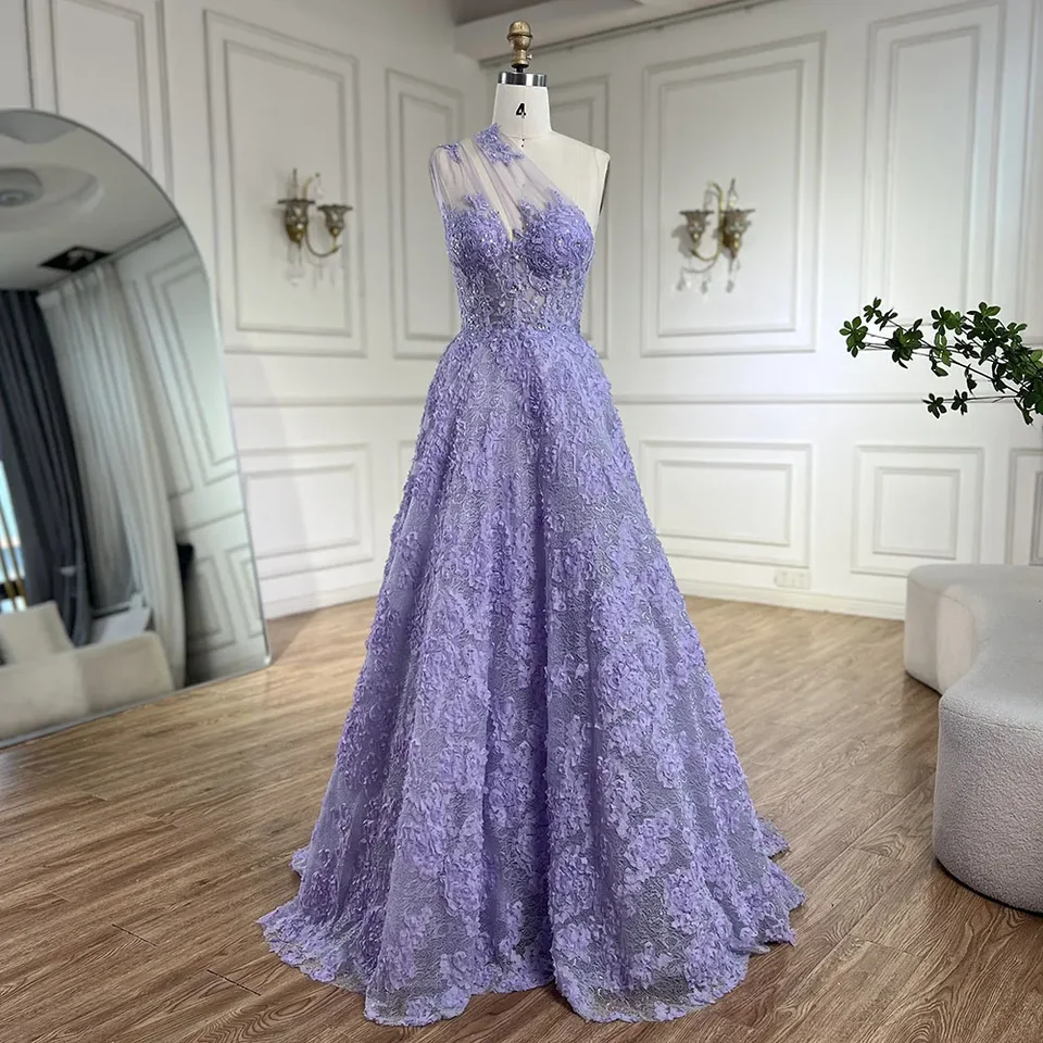 Serene Hill Prispôsobený Lilac výšivok A-Line Dress 2025 Dievčatá maturitné rukávy bez rukávov Puffy Party Gown CLA72619
