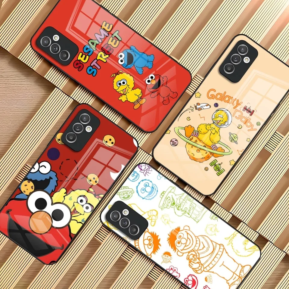 Sesame Street Telefón puzdro pre Samsung S24 S23 S21 S20 S22 A24 A34 A54 A53 Poznámka 20 Pro Ultra Plus sklenený zadný kryt