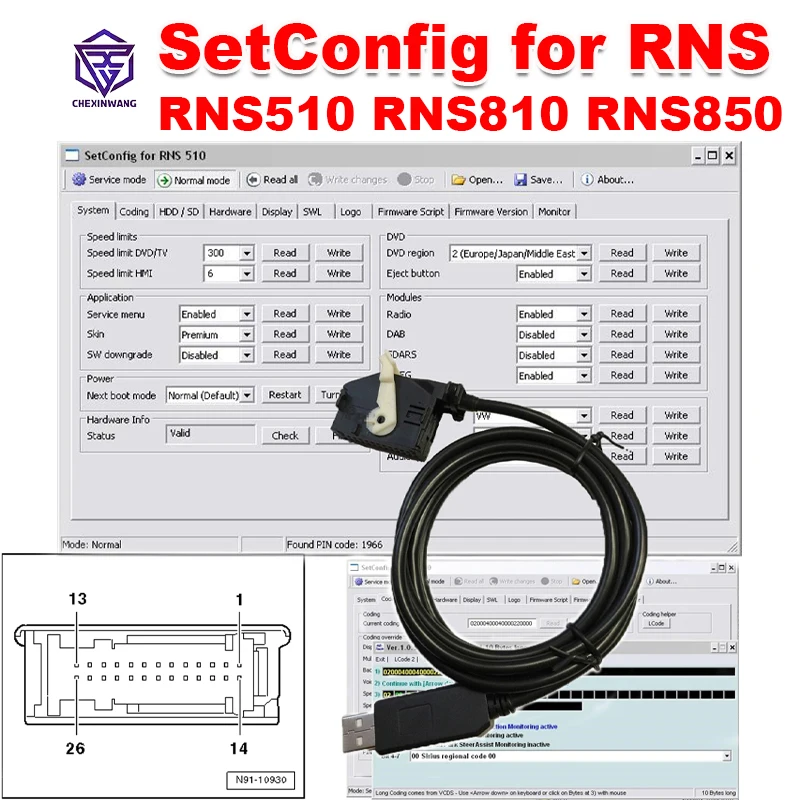 SetConfig 2.8.1 a 2.5.1 Pre RNS Identifikuje podporu RNS810 RNS850 RNS510 Zmeňte PIN kód Vymazanie pamäte NAND