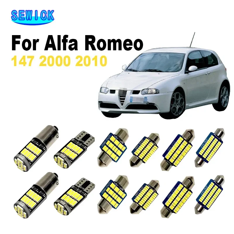 Sewick 9pcs Carbs Access Accessories Canbus Auto LED interiérová súprava pre LED pre LED pre 2000-2010 Alfa Romeo 147 mapa Dome Dome Light Light Light Light