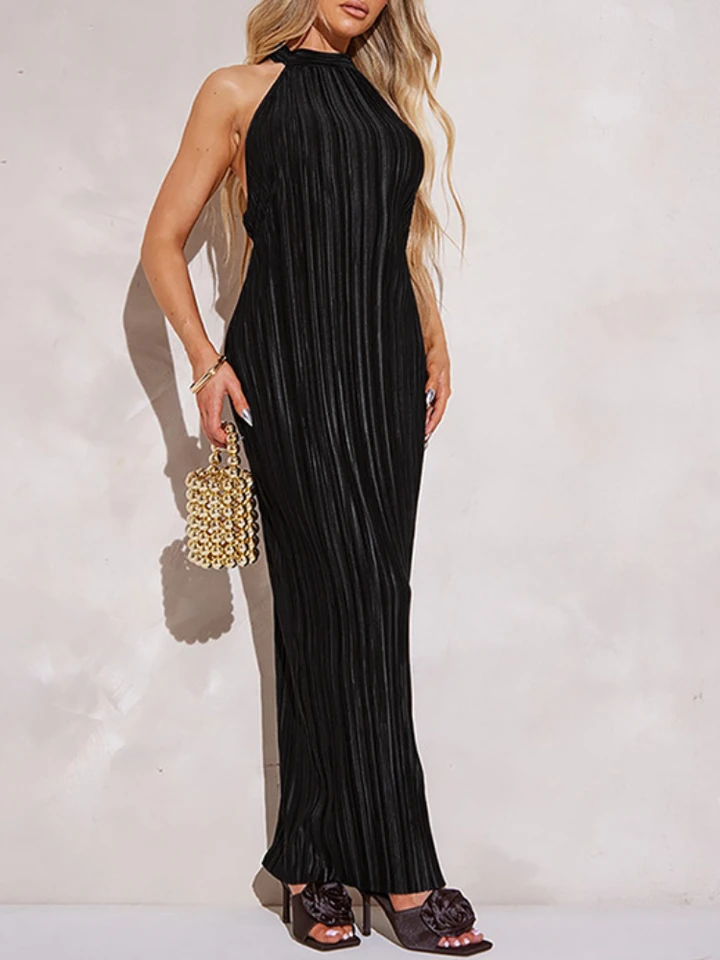 Sexy backless Girdling pás štíhly ohláňovač telescon maxi šaty Ženy bez rukávov pruh dlhé šaty večerné klubové párty Vestidos