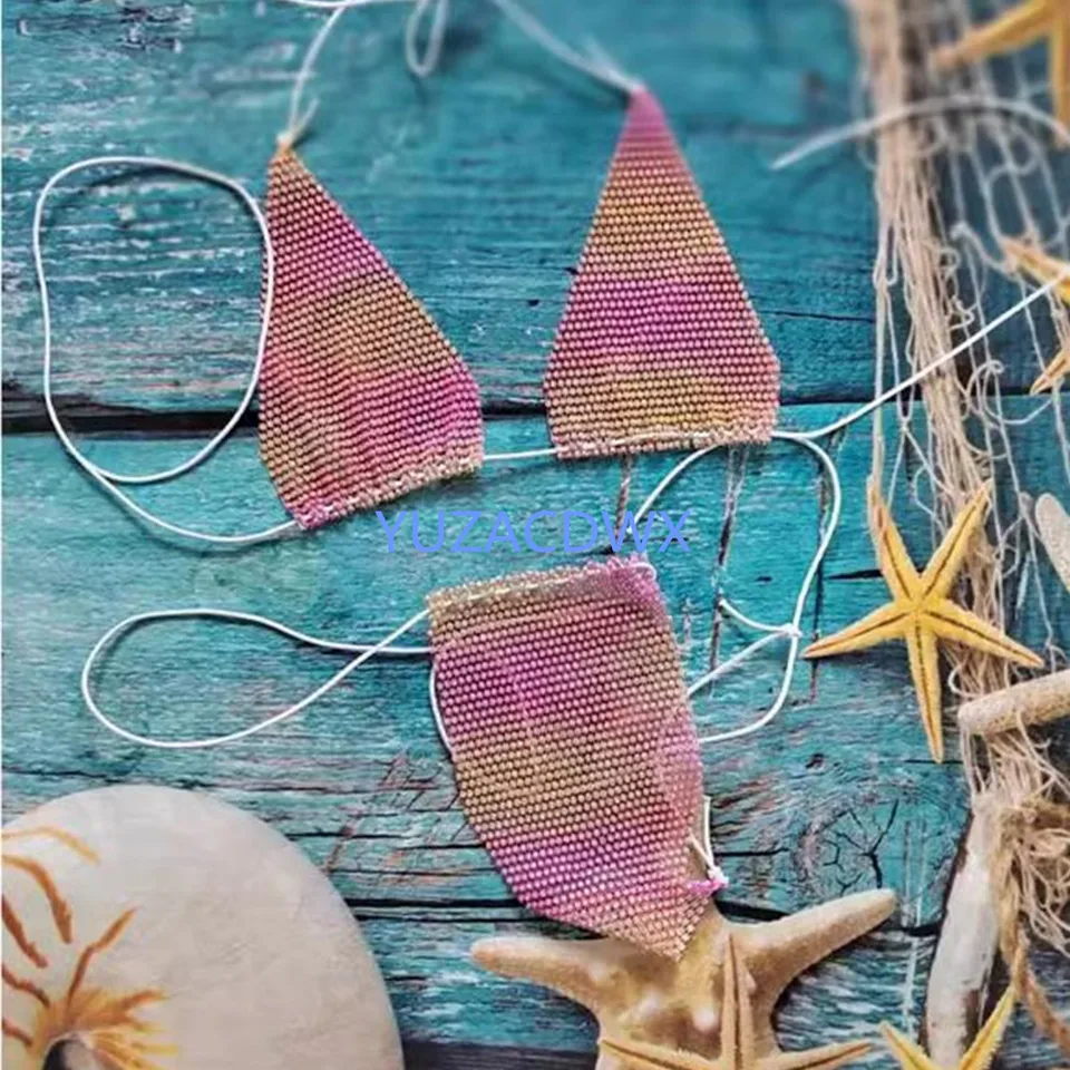 Sexy bling bling kamienok bikiny Ženy vidia cez diamantovú halterovú sieťovinu krištáľový plavky na pláž pláž 2 -kusové sada