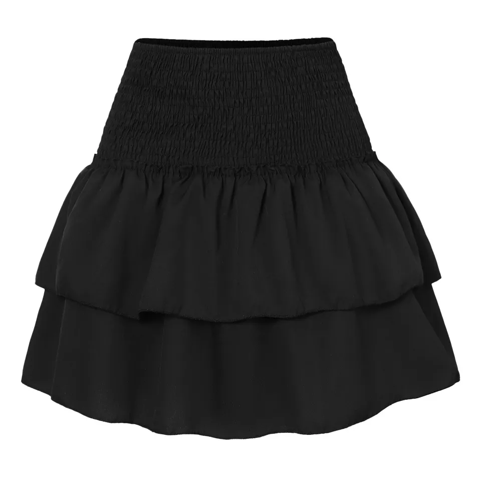 Sexy dvojité voláre Ženy Mini sukňa letná pevná farba elastický vysoký pás A-line hojdačka Všetky sukne zápasy y2k skladané Skot boho
