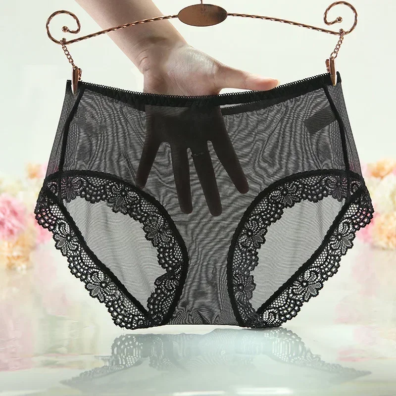 Sexy dámske priehľadné nohavičky pevná farba ultra tenká sieť bezšvové čipky spodky spodné prádlo nohavičky nohavičky Žena