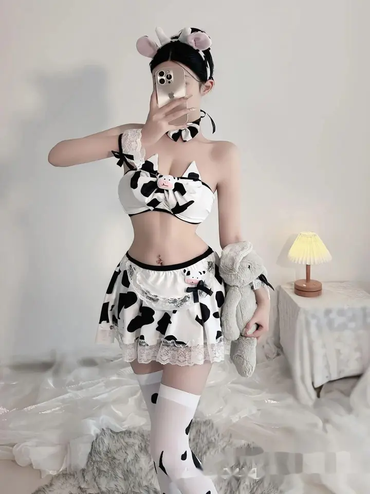Sexy kravská uniforma zvodná súprava čistá túžba roztomilá podprsenka rozdelená krátka sukňa Set Kórejský štýl dvojdielne oblečenie pre ženy leto 0h9r