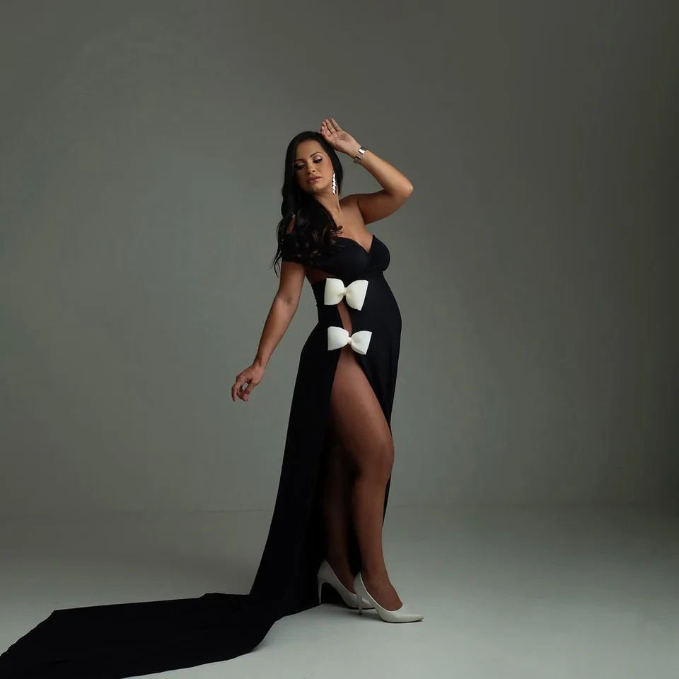 Sexy luk bandáž materské fotografovanie šaty bokom High Strlit Bow bábätko šaty tehotenstvo fotenie šaty tela