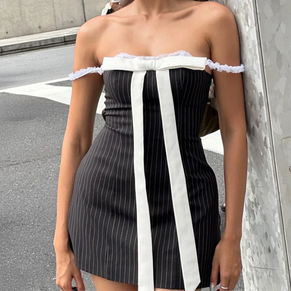 Sexy luk, čipky bez rukávov pre ženy letné večierky Slim Fit Short Dress Young Lady Elegantné módne tank šaty Skinny outfit