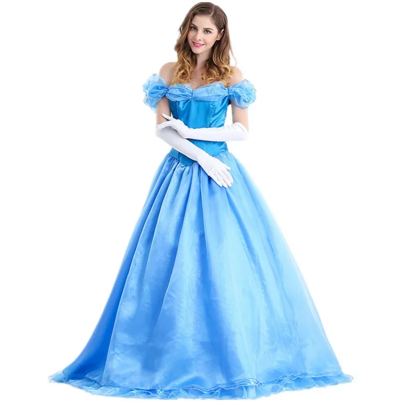 Sexy modrá dospelá Popoluška kostým ženy luxusné šaty loptičky halloween princezná rola rola Play karneval rz1264