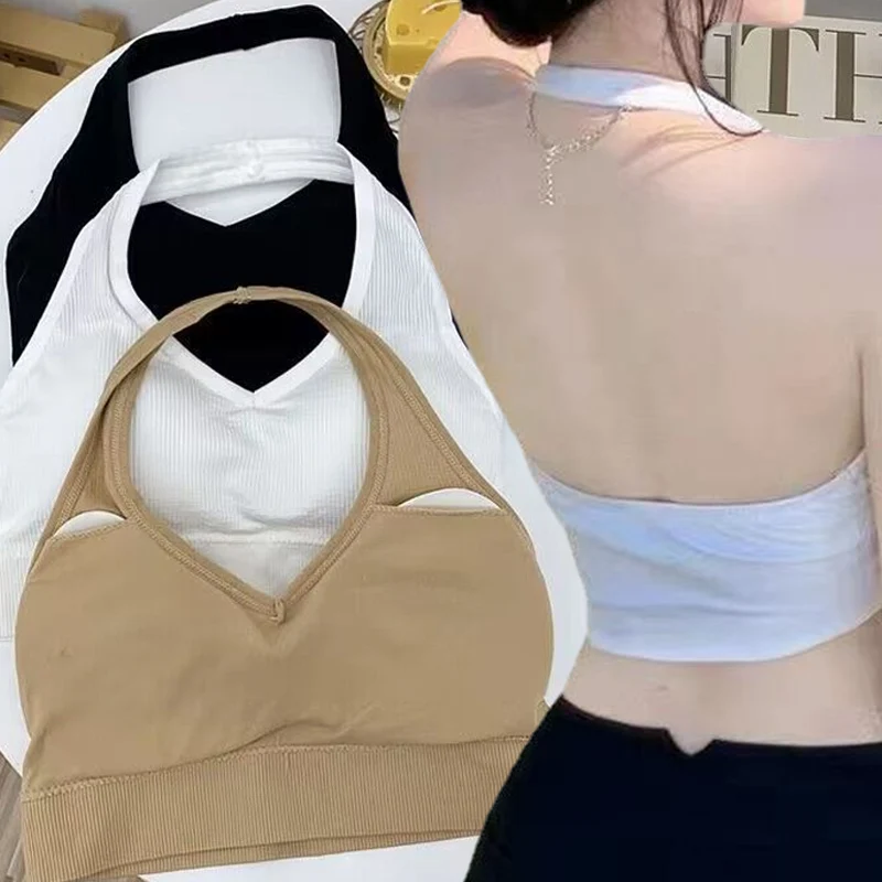 Sexy ohlter backless podprsenka camisole pre ženy bez drôtu, športová podprsenka Top suspendácie závesných plodín na plodiny Tops