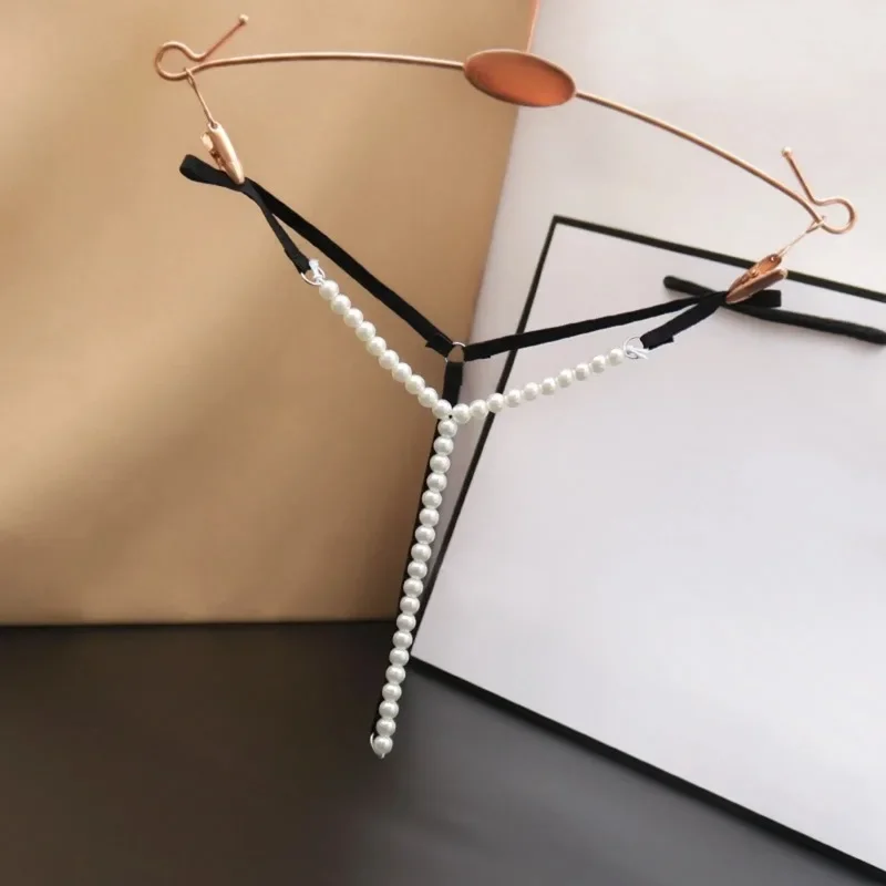 Sexy perlové korálkové spodné prádlo pre ženy s nízkym pásom T Crotchless G-String plus veľkosť sexy erotické spodné prádlo Horúce ženy spodky
