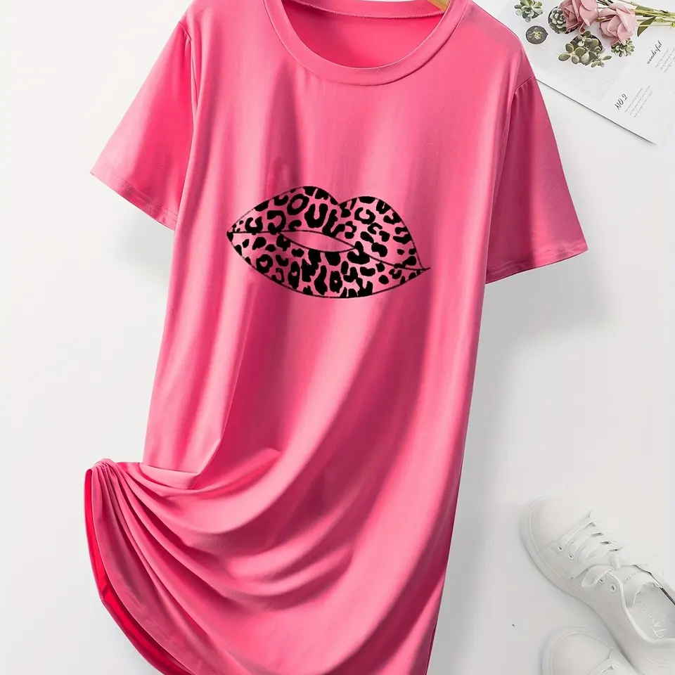 Sexy pery tlač Dámske domáce nočné košele plus veľkosti High Stretch šaty Loose Halter Street Sexy šaty