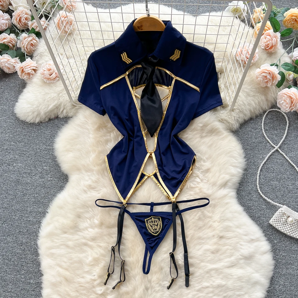 Sexy policajti Cosplay outfit Hollow Out Top študentská kancelária spodná bielizeň Roleplay krátka skladaná sukňa Rave Party rola hre outfit