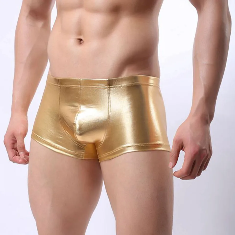 Sexy pánske faux čierne kožené nohavičky spodná bielizeň Čerpadlo Man Boxer Briefs Trunks Boxer Kortice and Underpants Boxers Man Pack