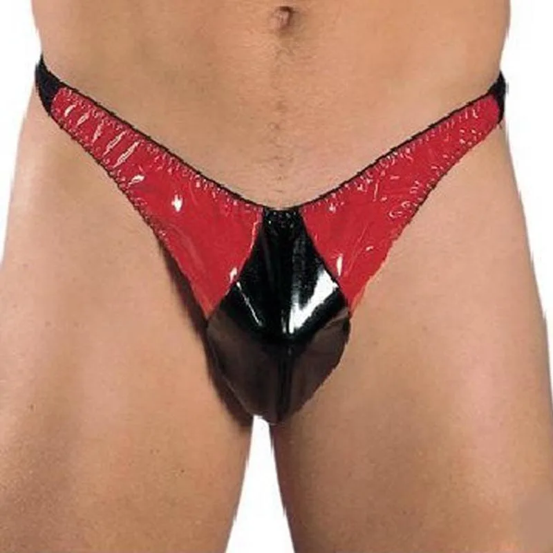 Sexy pánske lesklé vinylové mokré vzhľad G-String Triedy THOG THO-BACK CLUBWEAR CLUBWEAR Erotic fetiš spodná bielizeň oblečenie