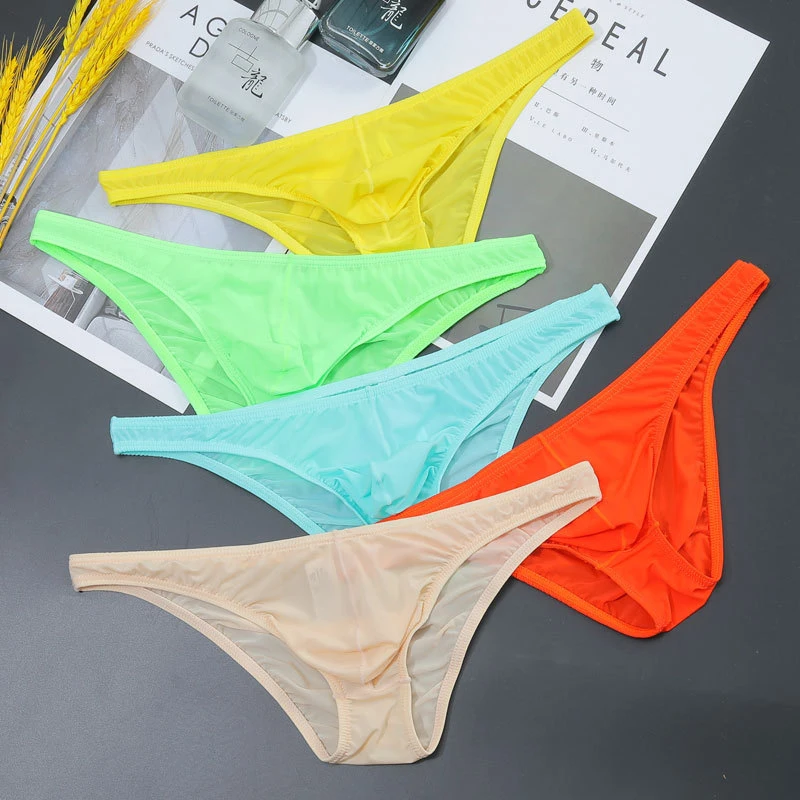 Sexy pánske nohavičky s nízkym páovým hodvábom ľadom bezšvové nohavičky s nízkym pásom ultra tenké priedušné nohavičky Mužské pohodlné elastické spodky