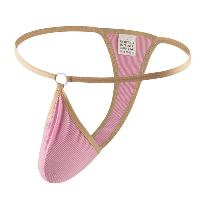 Sexy pánske spodné prádlo G-String spodky rebrované priedušné elastické briefingy vrecko vylepšujúce bikiny spodné prádlo gay t-back tangé plávanie